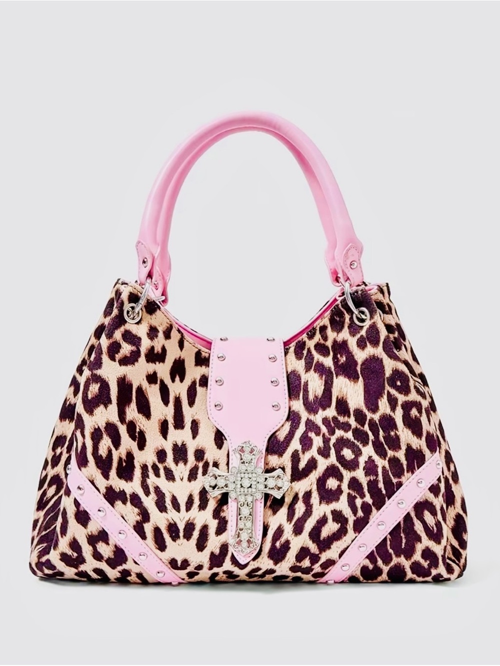 New -Beautiful -Faux Leather/Suede Leopard Print Design Shoulder Bag/Tote
